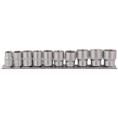 DRAPER 3/8\" Square Drive Socket Set on Metal Rail (10 Piece)