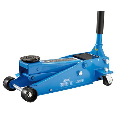 DRAPER Heavy Duty Trolley Jack With Twin Pistons (3 Tonne)