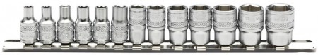 DRAPER 1/4\" Sq. Dr. Metric Socket Set on Metal Rail (13 Piece)