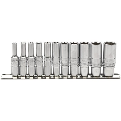 DRAPER 1/4\" Sq. Dr. Imperial Deep Sockets on Metal Rail (11 piece)