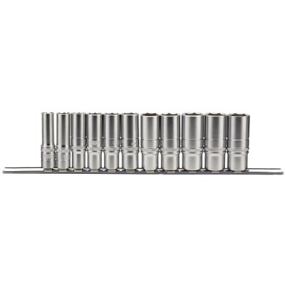 DRAPER 3/8\" Sq. Dr. Imperial Deep Socket Set on Metal Rail (11 Piece)