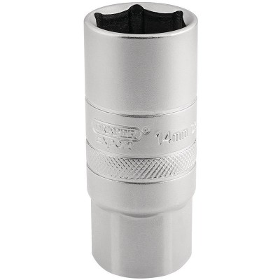 DRAPER 1/2\" Square Drive 14mm Thread 6 Point Satin Chrome Spark Plug Socket (21mm Socket)