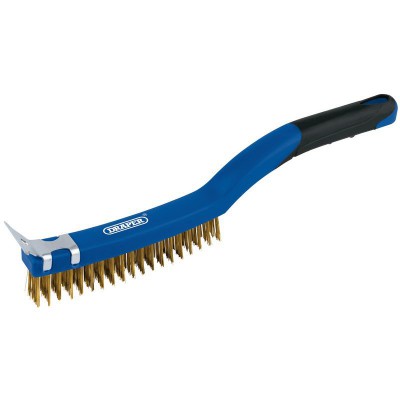 DRAPER Brass Wire Scratch Brush with Scraper (3 Row)