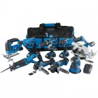 Storm Force 9 Piece 20V Machine Kitcombi drill; SDS+ rotary hammer drill; reciprocating saw; circular saw; orbital jigsa