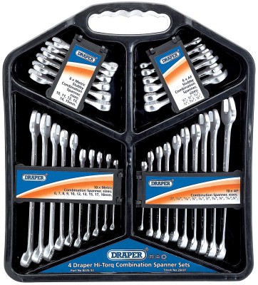 DRAPER FOUR HI-TORQ COMBINATION SPANNER SETS (2 METRIC AND 2 AF)