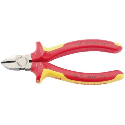 KNIPEX 140MM FULLY INSULATED DIAGONAL SIDE CUTTERS