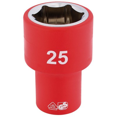 DRAPER 1/2\" Sq. Dr. Fully Insulated VDE Socket (25mm)