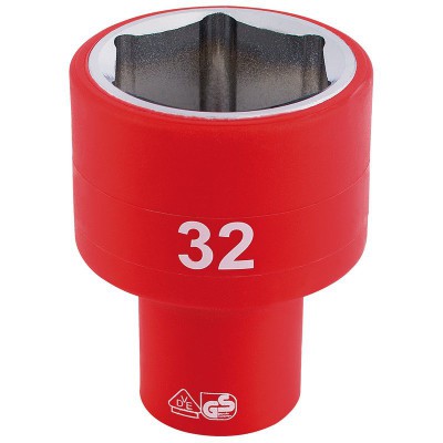 DRAPER 1/2\" Sq. Dr. Fully Insulated VDE Socket (32mm)