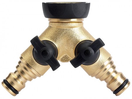 DRAPER Expert Brass 3/4\" BSP Double Tap Connector with Flow Control