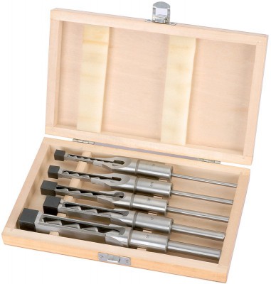 5 PIECE HOLLOW SQUARE MORTICE CHISEL AND BIT SET