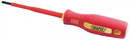 DRAPER 4mm x 100mm Fully Insulated Plain Slot Screwdriver. (Display Packed)