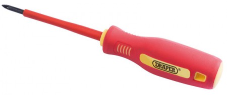 DRAPER No: 0 x 75mm Fully Insulated Soft Grip Cross Slot Screwdriver. (display packed)