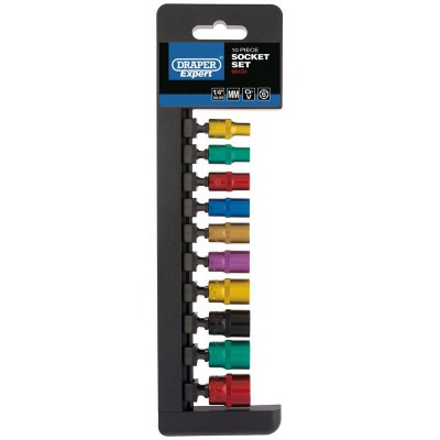 DRAPER 1/4\" Sq. Dr. Metric Coloured Socket Set (10 Piece)Piece)