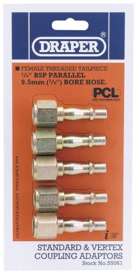 1/4\" FEMALE THREAD PCL COUPLING SCREW ADAPTOR PACK OF 5