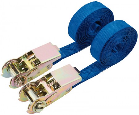 DRAPER 250kg 2 Piece Ratcheting Tie Down Strap Sets (4.5M x 25mm)