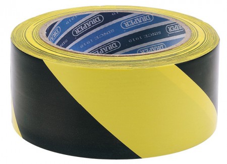 33M X 50MM BLACK & YELLOW ADHESIVE HAZARD TAPE ROLL