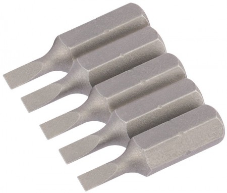 3mm 1/4\" Hex. Plain Slot Insert Bit 25mm Long x 5