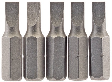 4.5 mm 1/4\" Hex. Plain Slot Insert Bit 25mm Long x 5