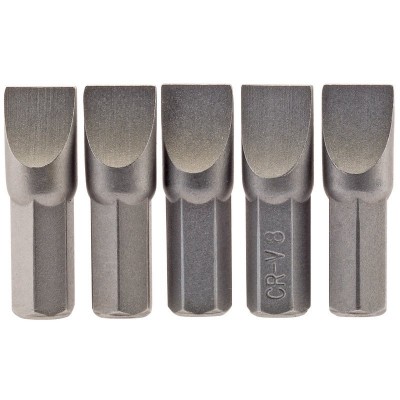 8.0mm 1/4\" Hex. Plain Slot Insert Bit 25mm Long x 5