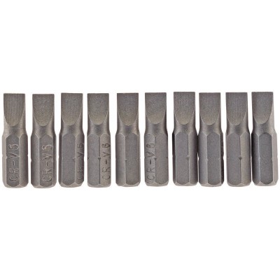 6mm 1/4\" Hex. Plain Slot Insert Bit 25mm Long x 10