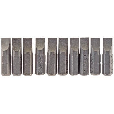 6.5mm 1/4\" Hex. Plain Slot Insert Bit 25mm Long x 10