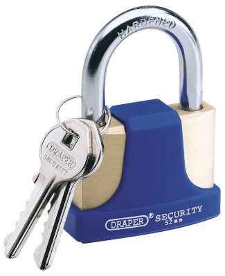 52MM SOLID BRASS PADLOCK & 2 KEYS WITH HARDENED STEEL SHACKLE & BUMPER