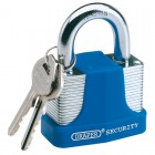 30MM LAMINATED STEEL PADLOCK & 2 KEYS WITH HARDENED STEEL SHACKLE & BUMPER