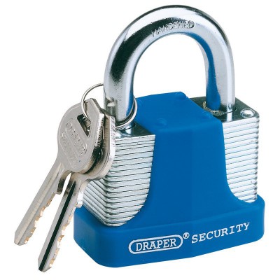 40MM LAMINATED STEEL PADLOCK & 2 KEYS WITH HARDENED STEEL SHACKLE & BUMPER