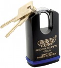 DRAPER EXPERT 46MM HEAVY DUTY ELECTRIC PLATED STAINLESS STEEL PADLOCK & 2 KEYS WITH SUPER TOUGH MOLYBDENUM STEEL SHROUDE