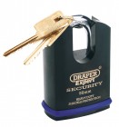 DRAPER EXPERT 50MM HEAVY DUTY ELECTRIC PLATED STAINLESS STEEL PADLOCK & 2 KEYS WITH SUPER TOUGH MOLYBDENUM STEEL SHROUDE