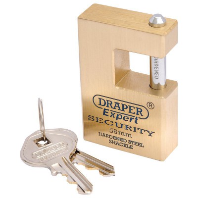 56MM EXPERT QUALITY CLOSE SHACKLE SOLID BRASS PADLOCK & 2 KEYS WITH HARDENED STEEL SHACKLE