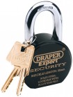 DRAPER EXPERT 63MM HEAVY DUTY ELECTRIC PLATED STAINLESS STEEL PADLOCK & 2 KEYS WITH SUPER TOUGH MOLYBDENUM STEEL 25MM LO