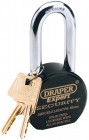 DRAPER EXPERT 63MM HEAVY DUTY ELECTRIC PLATED STAINLESS STEEL PADLOCK & 2 KEYS WITH SUPER TOUGH MOLYBDENUM STEEL 50MM LO