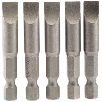 8mm 1/4\" Hex. Plain Slot Insert Bit 50mm Long x 5