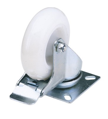 100MM SWIVEL PLATE FIXING NYLON WHEEL WITH BRAKE 125KG