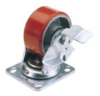 160MM SWIVEL PLATE FIXING HEAVY DUTY POLYURETHANE WHEEL WITH BRAKE