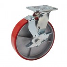 SWIVEL PLATE FIXING HEAVY DUTY POLYURETHANE WHEEL WITH BRAKE