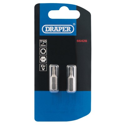 T10 1/4\" Hex. Draper TX-STAR® Insert Bit 25mm Long x 2