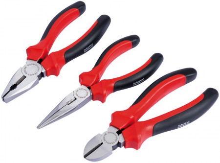 DRAPER 160mm 3 Piece Heavy Duty Soft Grip Pliers Set with Soft Grip Handles