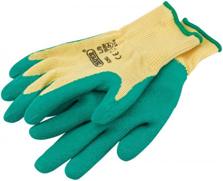 DRAPER Green Heavy Duty Latex Coated Work Gloves - Medium