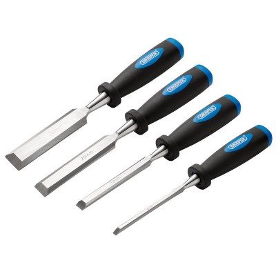 DRAPER 4 Piece Bevel Edge Wood Chisel Set