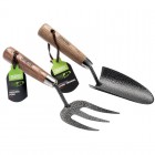 DRAPER 2 Piece Carbon Steel Heavy Duty Hand Fork and Trowel Set with Ash Handles