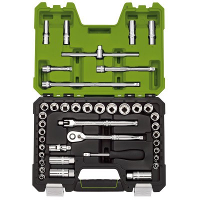 Draper Expert MM/AF Combined Socket Set, 3/8\" Sq. Dr., Green (41 Piece)