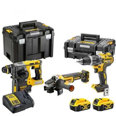 DeWALT DCK306P2T 3 Piece Brushless Power Tool Set With 2x5Ah Batts, Charger And 2xTSTAK Cases